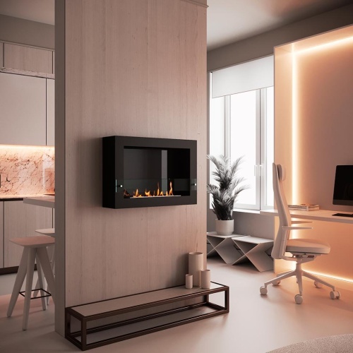 Биокамин SteelHeat WALL ONE 800 черный, стемалит SteelHeat